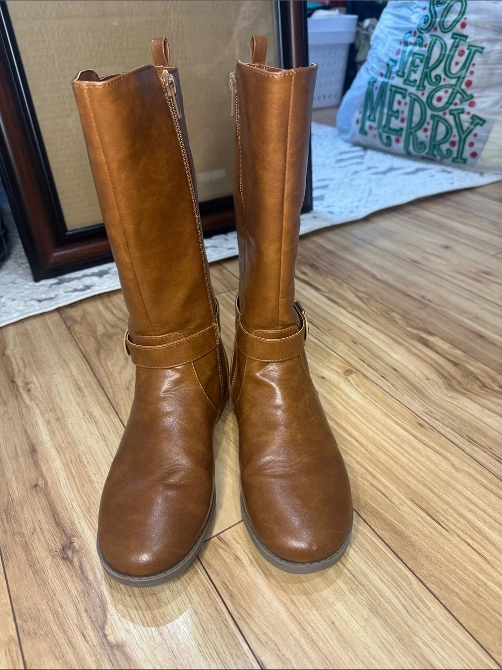 Girls Tall Riding Boots in Cognac Brown